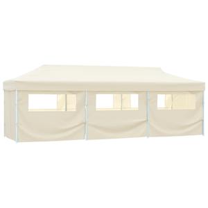 Skládací nůžkový party stan s 8 bočními stěnami 870x291x315 cm krémový - obrázek 1
