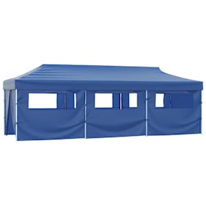 Skládací nůžkový party stan s 8 bočními stěnami 870x291x315 cm modrý - obrázek 2