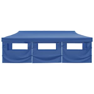 Skládací nůžkový party stan s 8 bočními stěnami 870x291x315 cm modrý - obrázek 3