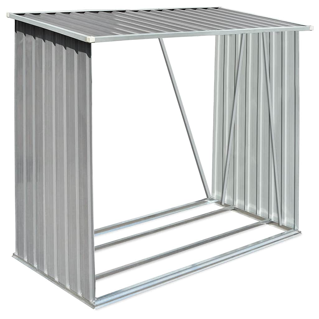 vidaXL Záhradná kôlňa na drevo z galvanizovanej ocele 163x83x154 cm sivá