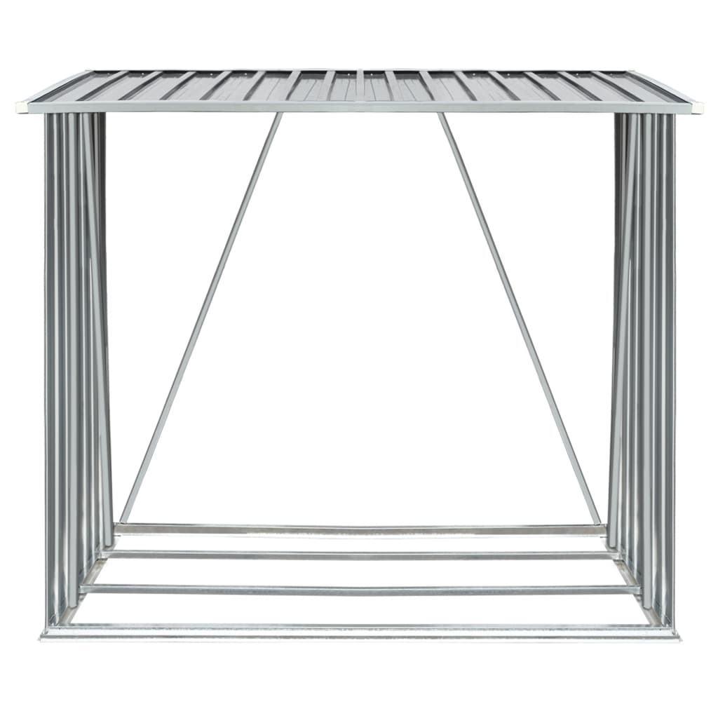 vidaXL szürke horganyzott acél kerti tűzifatároló, 163 x 83 x 154 cm