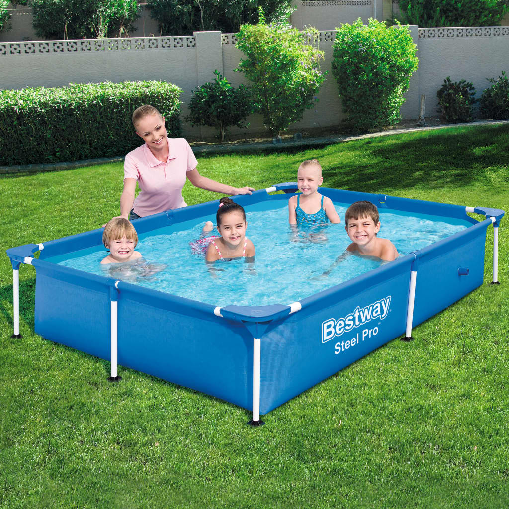 Bestway Piscina Steel Pro con estructura de acero 221x150x43cm 56401 Azul