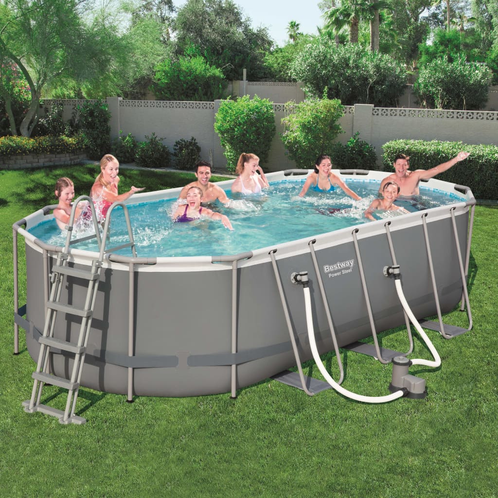 Bestway Ensemble de piscine Power Steel Ovale 549x274x122 cm 56710