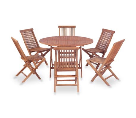 vidaXL 7-tlg. Garten-Essgruppe Teak Massivholz zum Schnäppchenpreis