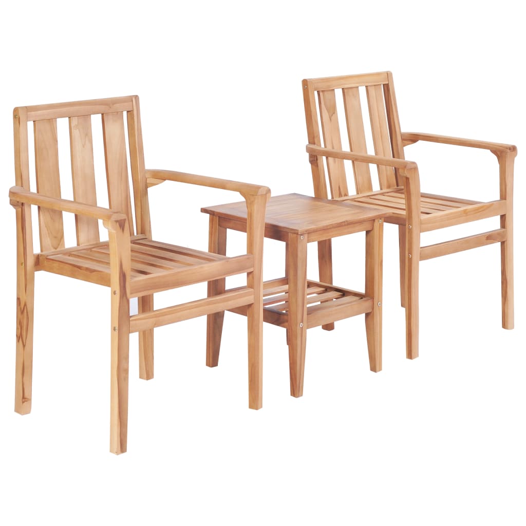 vidaXL Set mobilier de bistro, 3 piese, lemn masiv de tec