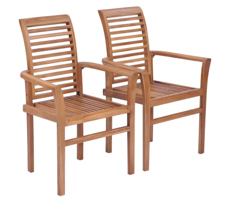 vidaXL Chaises de salle à manger empilables 2 pcs Teck massif vidaXL Chaises de salle à manger empilables 2 pcs Teck massif