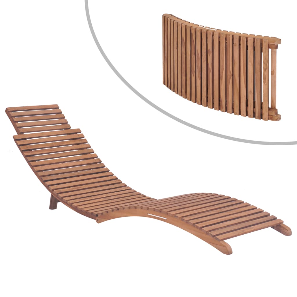 Photos - Garden Furniture VidaXL Folding Sun Lounger Solid Teak Wood 