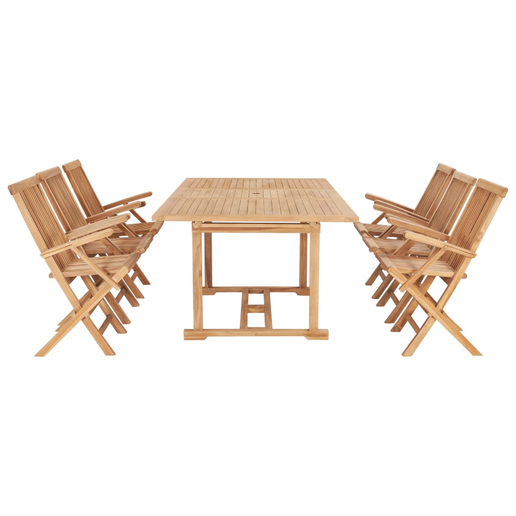 

vidaXL 7-delige Tuinset 150-200x100x75 cm massief teakhout