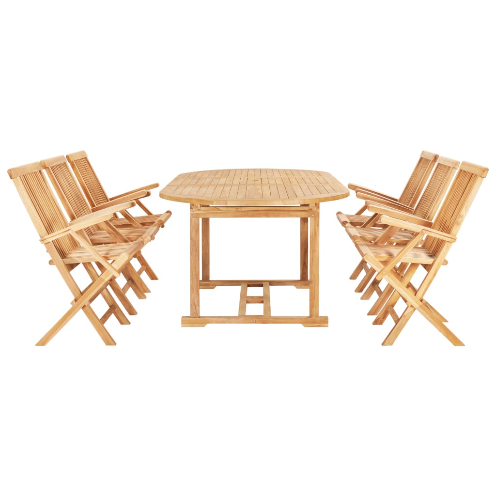 

vidaXL 7-delige Tuinset 150-200x100x75 cm massief teakhout