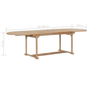 Rozkládací zahradní stůl 180–280x100x75 cm masivní teak oválný - obrázek 10