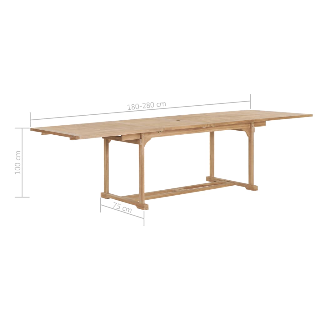 9dílný zahradní jídelní set 180–280 x 100 x 75 cm masivní teak - obrázek 14