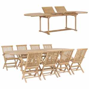 9dílný zahradní jídelní set 180–280 x 100 x 75 cm teakové dřevo - obrázek 1