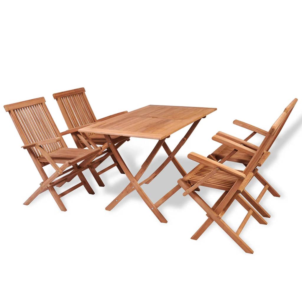 Mobilier à dîner de jardin 5 pcs Bois de teck massif