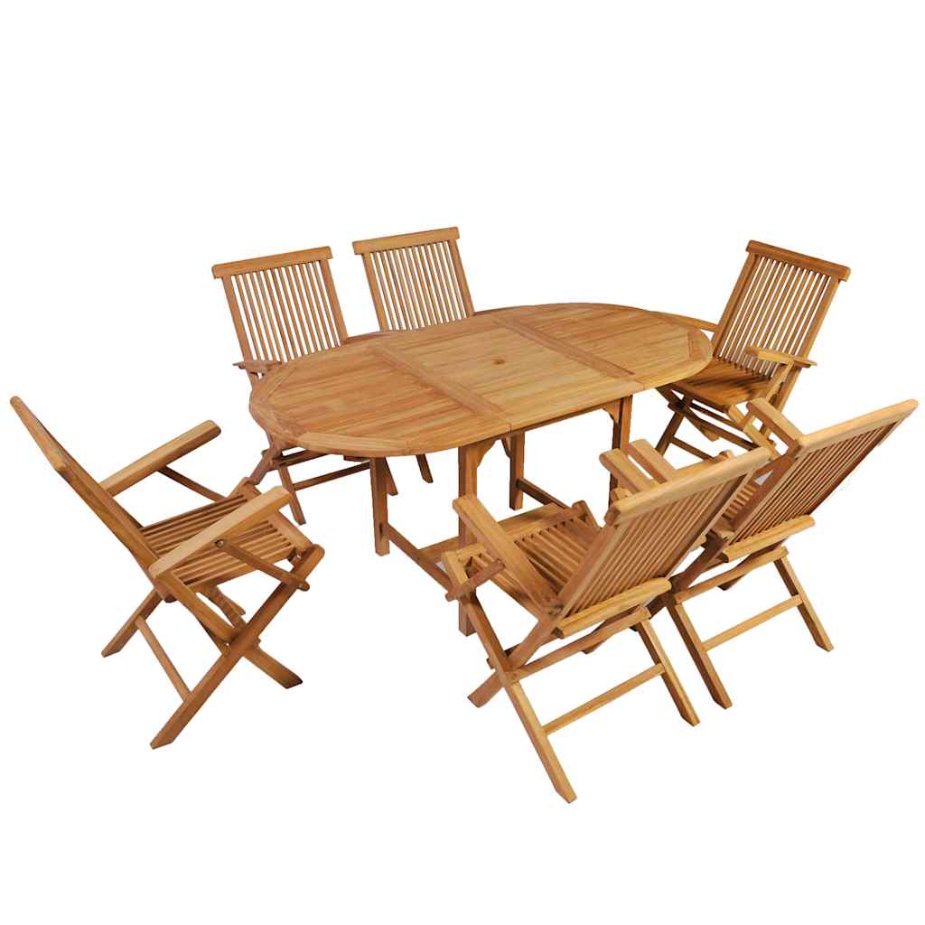 Mobilier à dîner d'extérieur 7 pcs Bois de teck solide