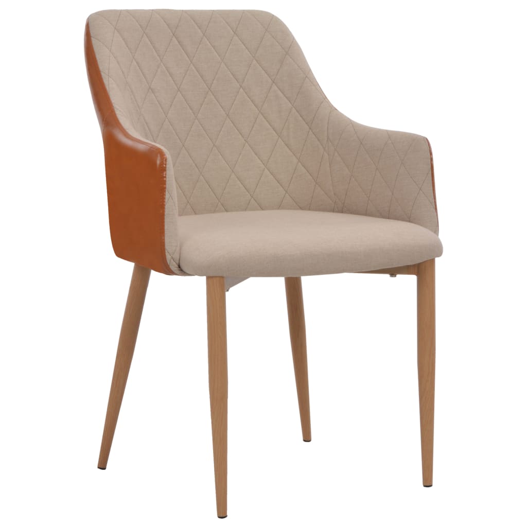 vidaXL Valgomojo kėdės, 2 vnt., pilkos ir rudos spalvų, audinys