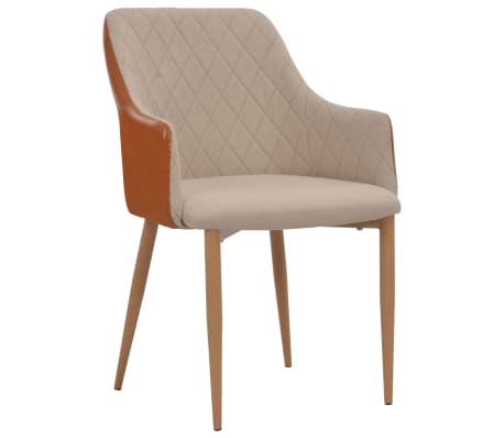 vidaXL Valgomojo kėdės, 2 vnt., pilkos ir rudos spalvų, audinys