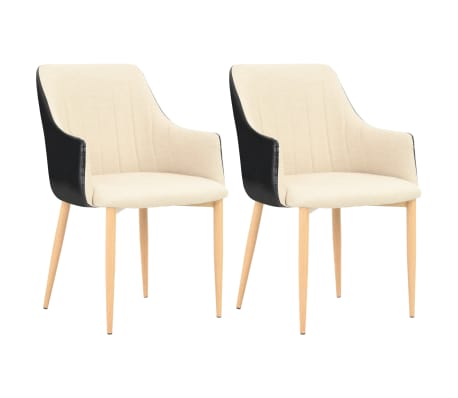 vidaXL Esszimmerstühle 2 Stk. Schwarz und Cremeweiß Stoff vidaXL Esszimmerstühle 2 Stk. Schwarz und Cremeweiß Stoff