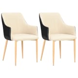 vidaXL Sedie da Pranzo 2 pz in Tessuto 55x56x86 cm Nero e Crema