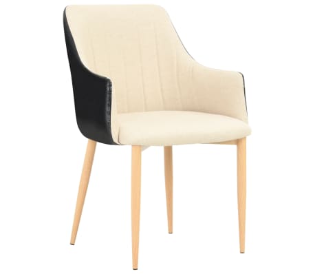 vidaXL Esszimmerstühle 2 Stk. Schwarz und Cremeweiß Stoff vidaXL Esszimmerstühle 2 Stk. Schwarz und Cremeweiß Stoff