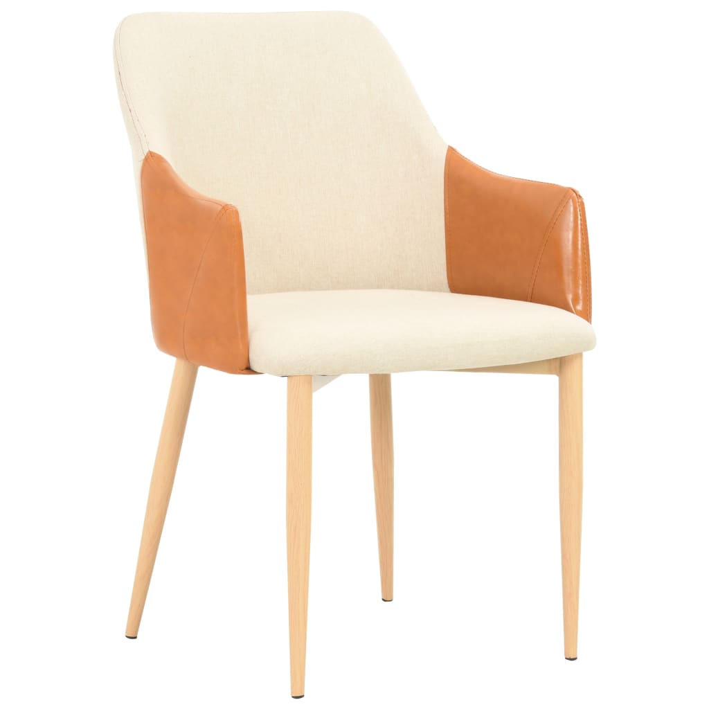 VidaXL - vidaXL Eetkamerstoelen 2 st 55x56x86 cm bruin en crème