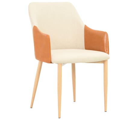 vidaXL Krzesła stołowe, 2 szt., brązowo-kremowe, tkanina