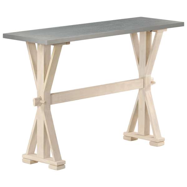 vidaXL konsoollaud tsinkplaadiga, 118 x 35 x 76 cm, toekas mangopuit