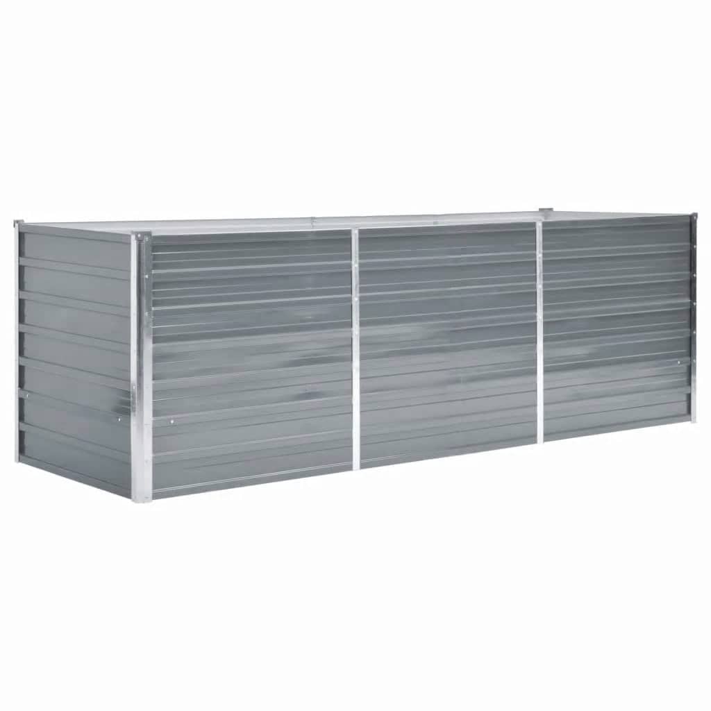 E-shop vidaXL Vyvýšený záhradný záhon, pozinkovaná oceľ 240x80x77 cm, sivý