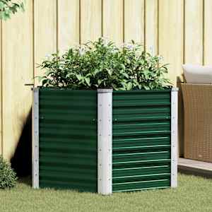 Visoka greda iz pocinkanega jekla 129x129x77 cm zelene barve