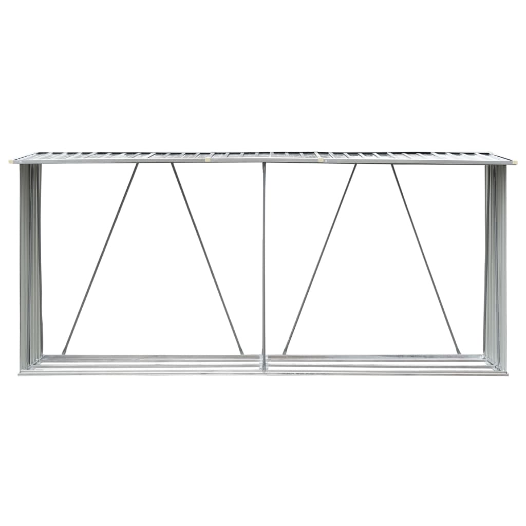 

vidaXL Haardhoutschuur 330x84x152 cm gegalvaniseerd staal grijs