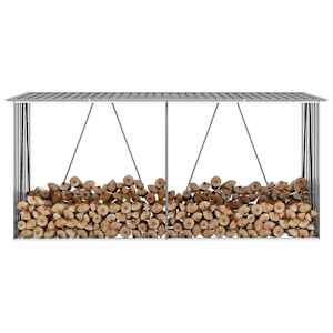 Vrtna lopa za drva pocinkano jeklo 330x84x152 cm sive barve