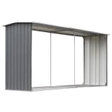 vidaXL Abrigo jardim p/ arrumação de troncos aço 330x92x153cm cinzento