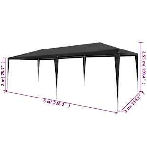 Party stan 3 x 6 m PE antracitový - obrázek 6