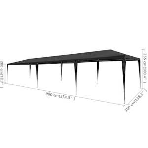 Party stan 3 x 9 m PE antracitový - obrázek 6