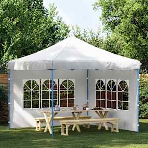 Stranice za šotor za zabave 2 kosa z okni PE bele barve