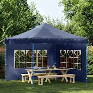 Stranice za šotor za zabave 2 kosa z okni PE modre barve