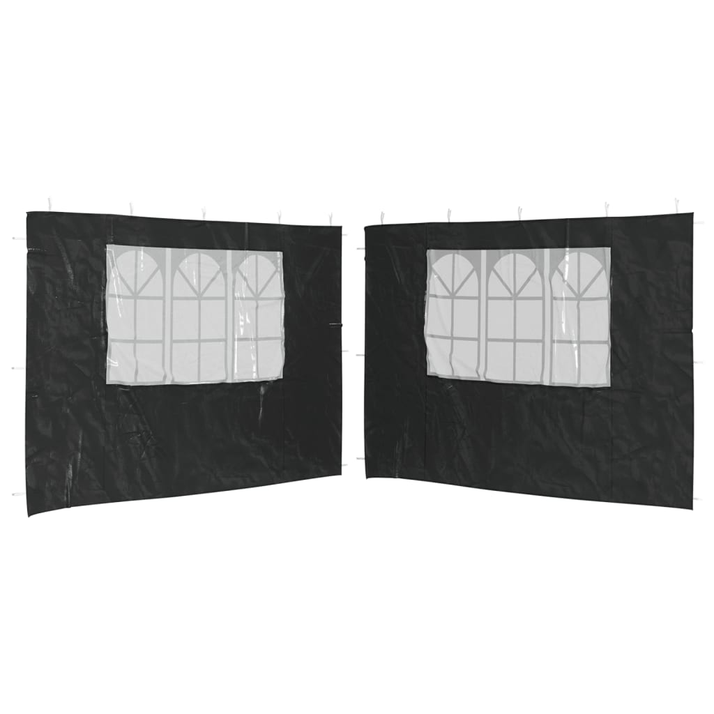 

vidaXL Party Tent Sidewall 2 pcs with Window PE Anthracite