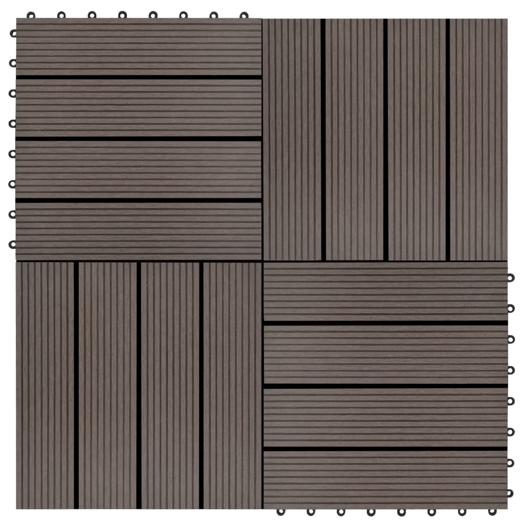 vidaXL terrassefliser 11 stk. WPC 30 x 30 cm 1 m2 mørkebrun