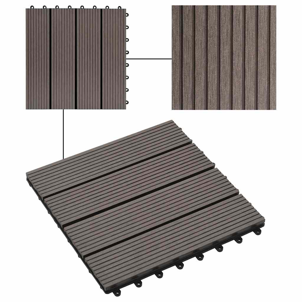 11 Pcs Decking Tiles WPC 30x30 Cm 1 Sqm Dark Brown VidaXL 16 width=274