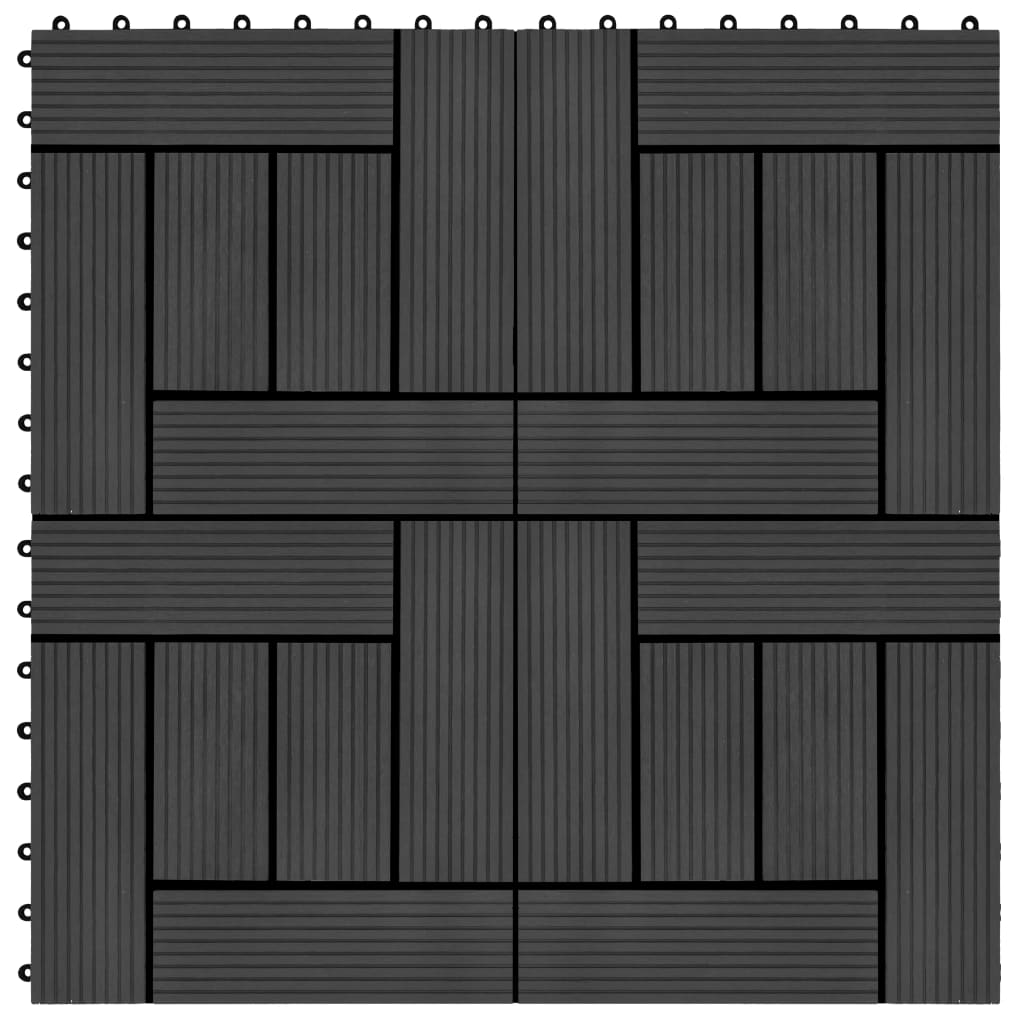 vidaXL Plăci de pardoseală 11 buc, negru, 30 x 30 cm, WPC, 1 mp de la vidaxl imagine noua