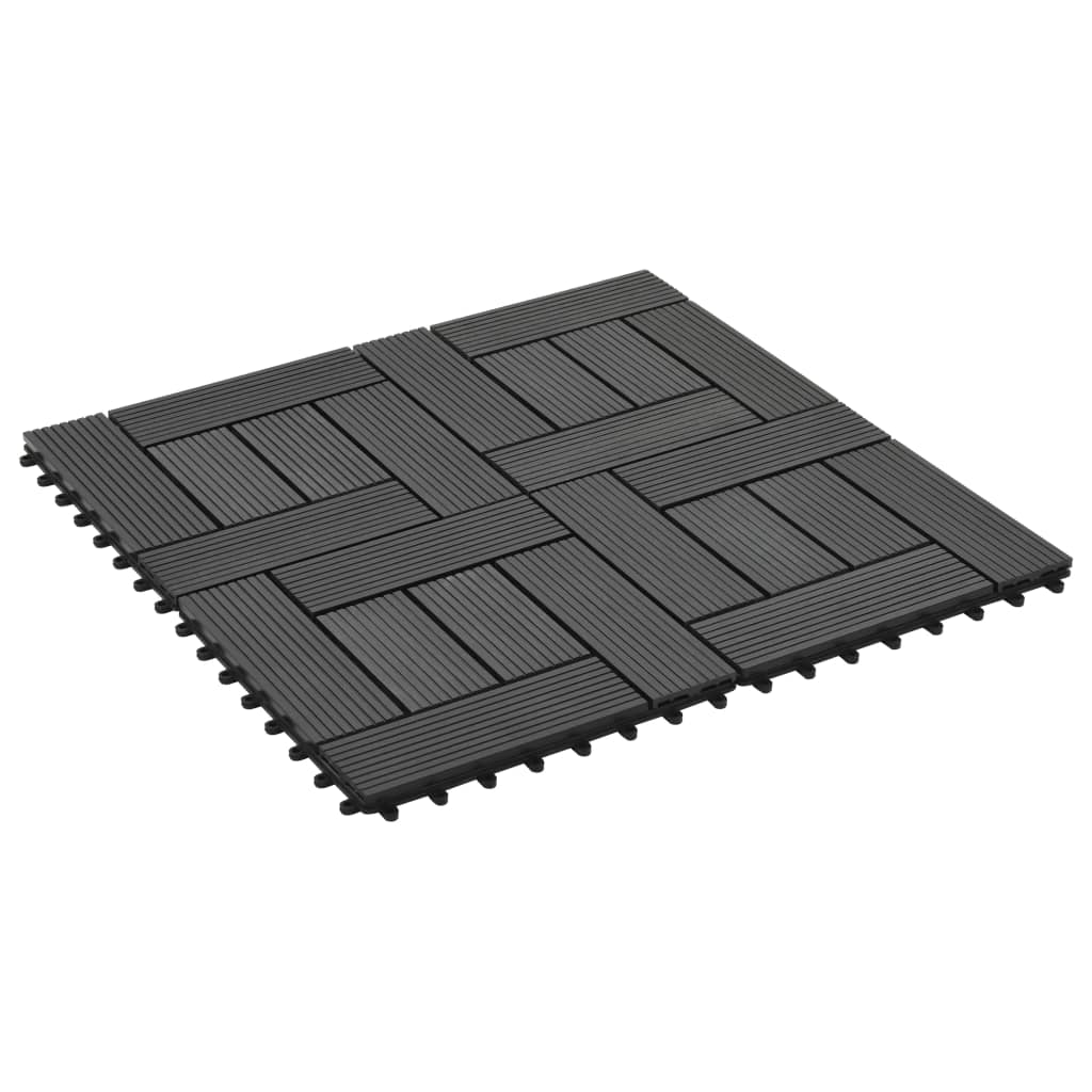 Plăci de pardoseală, 11 buc, negru, 30×30 cm, WPC, 1 mp