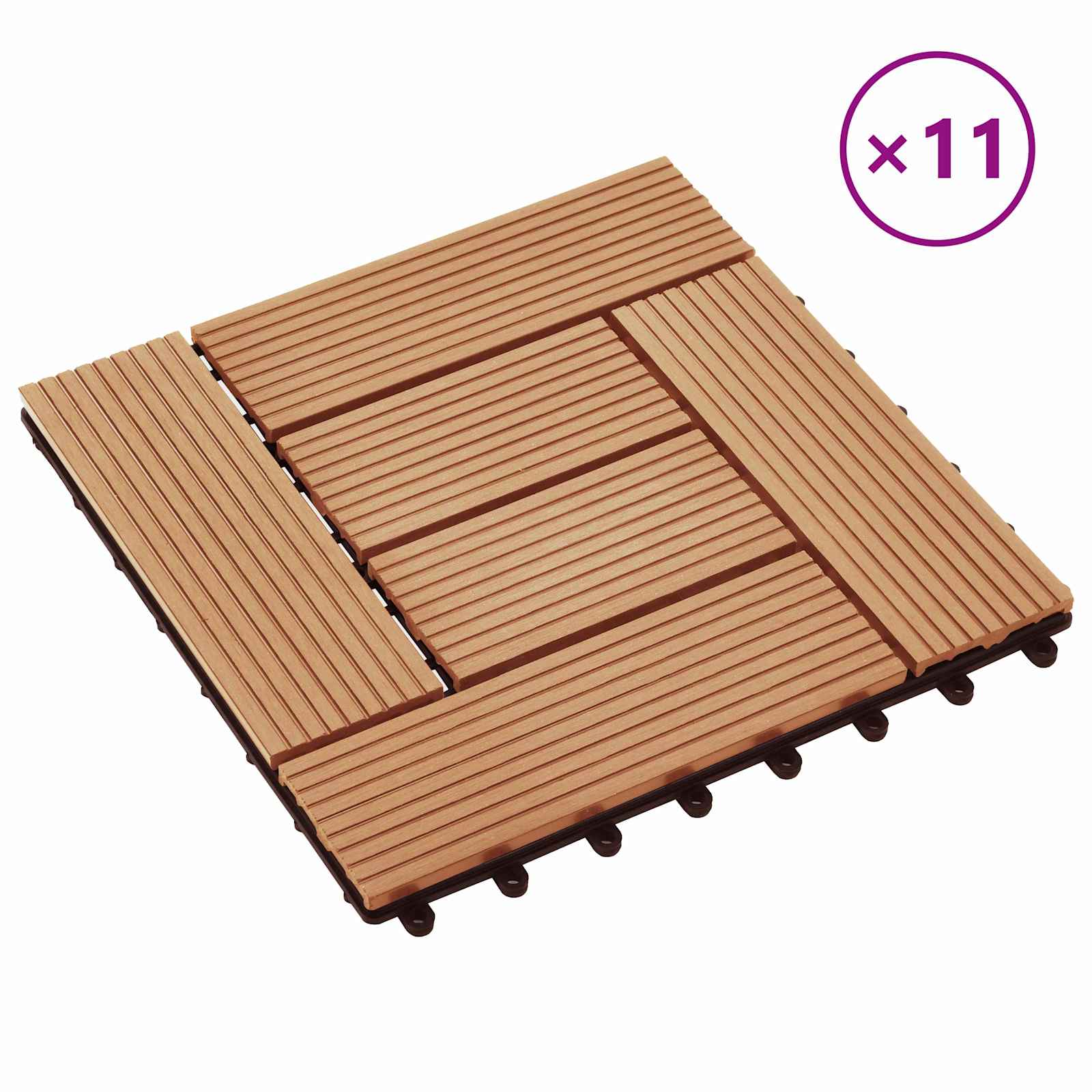Thumbnail - vidaXL Terrassenfliese 11 pcs Teak 30 x 30 cm WPC