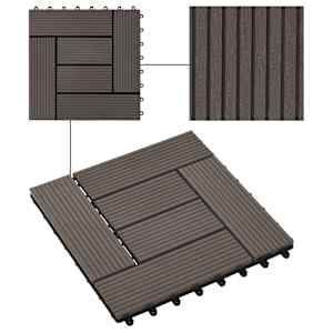 Dlažba na terasu 11 pcs Tmavě hnědá 30 x 30 cm Dřevoplast - obrázek 7