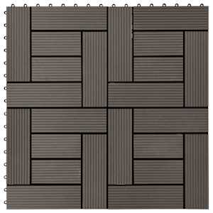 Dlažba na terasu 11 pcs Tmavě hnědá 30 x 30 cm Dřevoplast - obrázek 5