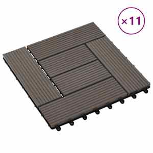 Dlažba na terasu 11 pcs Tmavě hnědá 30 x 30 cm Dřevoplast - obrázek 2