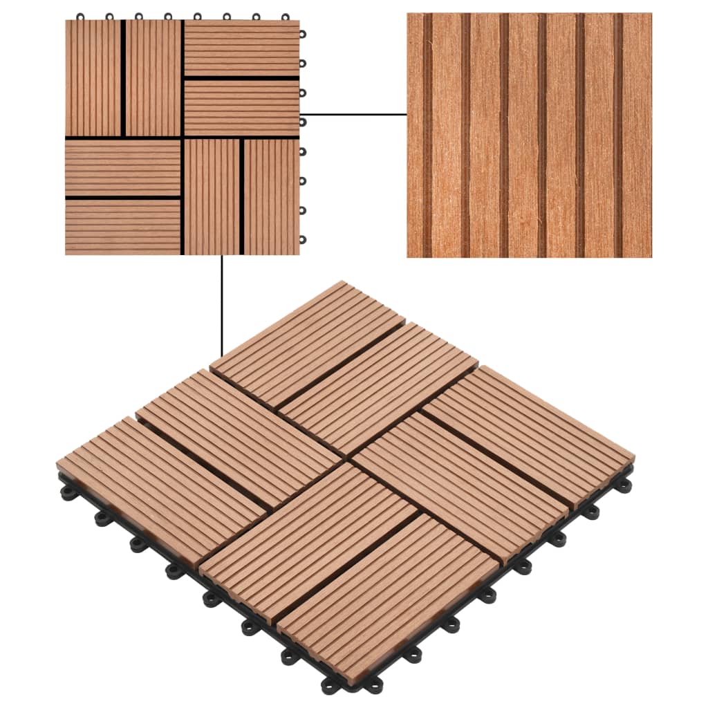 11 st Terrastegel 30x30 cm 1 m² HKC bruin