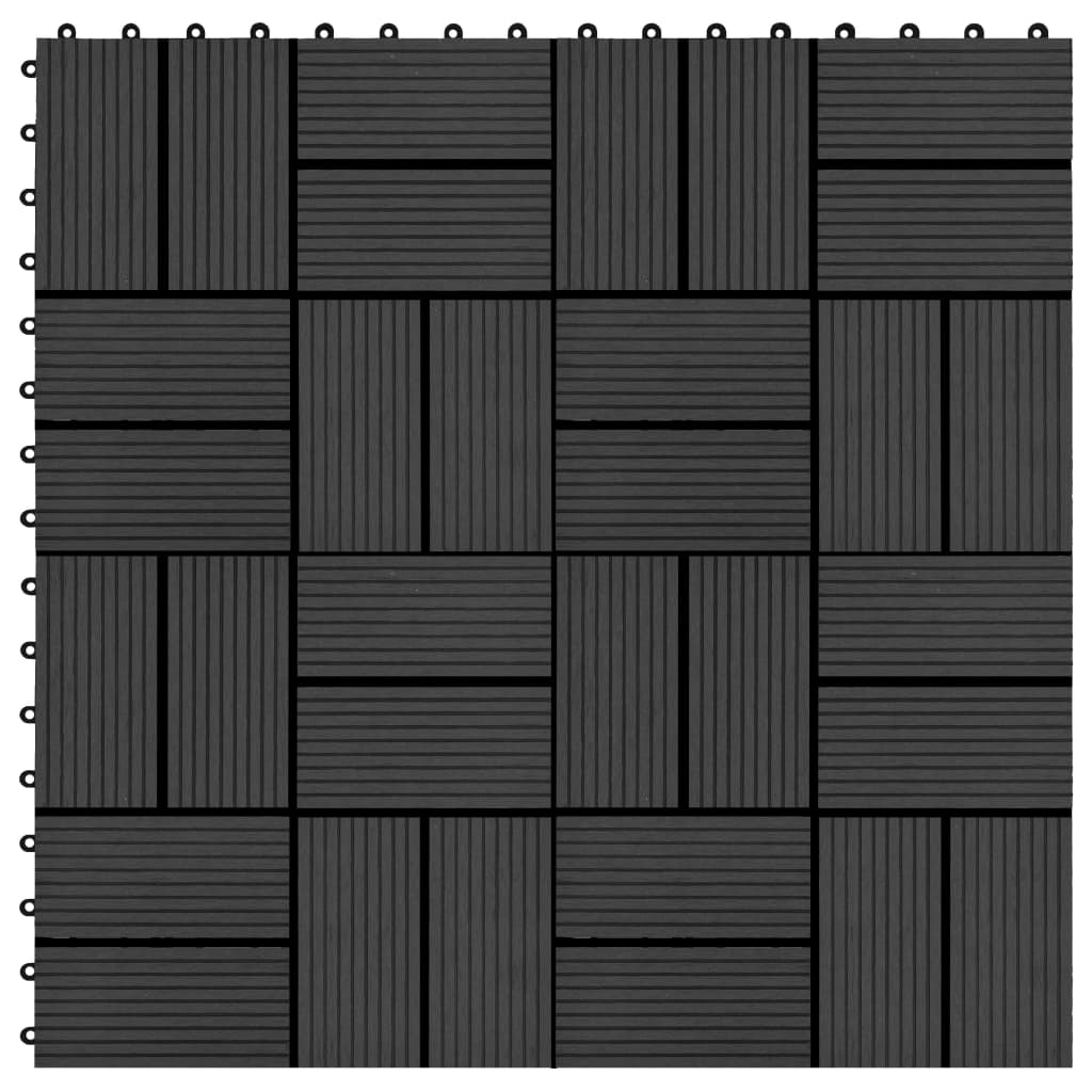 vidaXL Plăci de pardoseală 11 buc, negru, 30 x 30 cm, WPC, 1 mp vidaXL