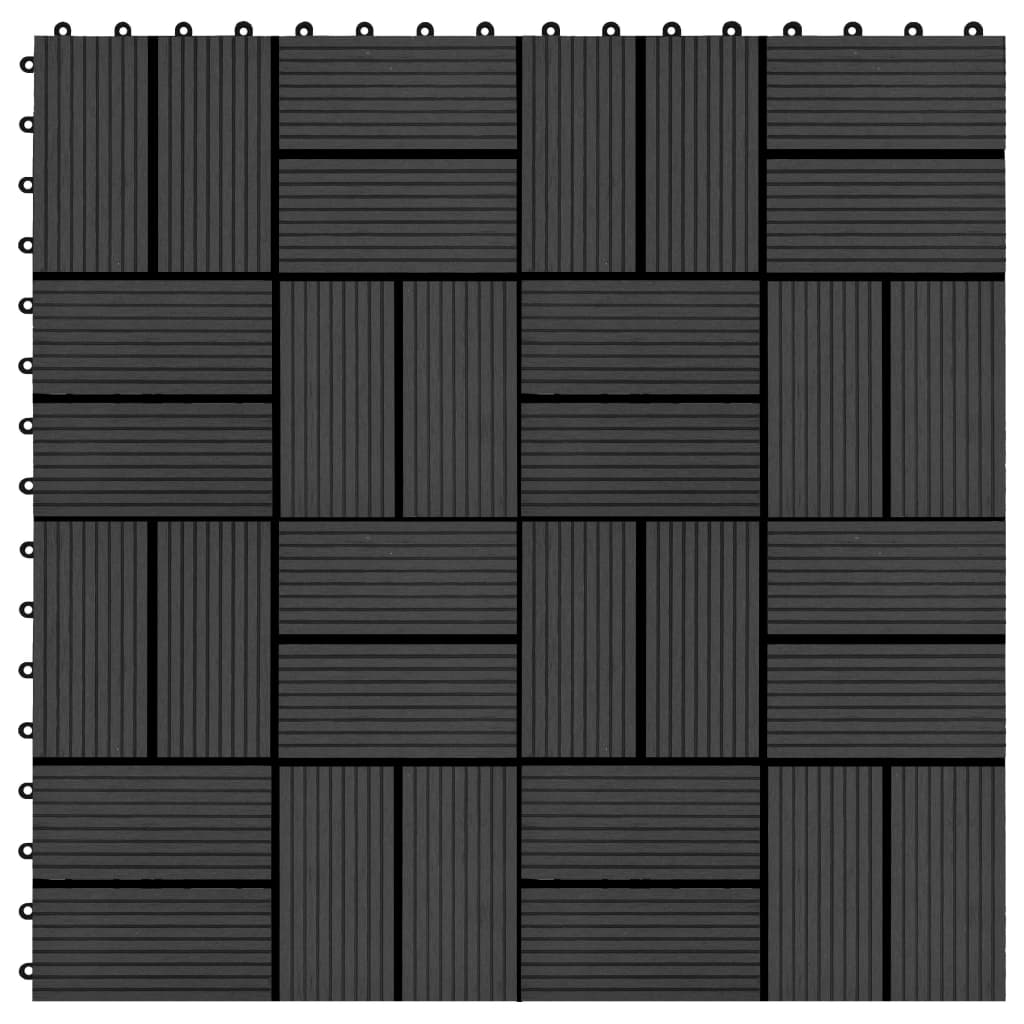 vidaXL Plăci de pardoseală 11 buc, negru, 30 x 30 cm, WPC, 1 mp