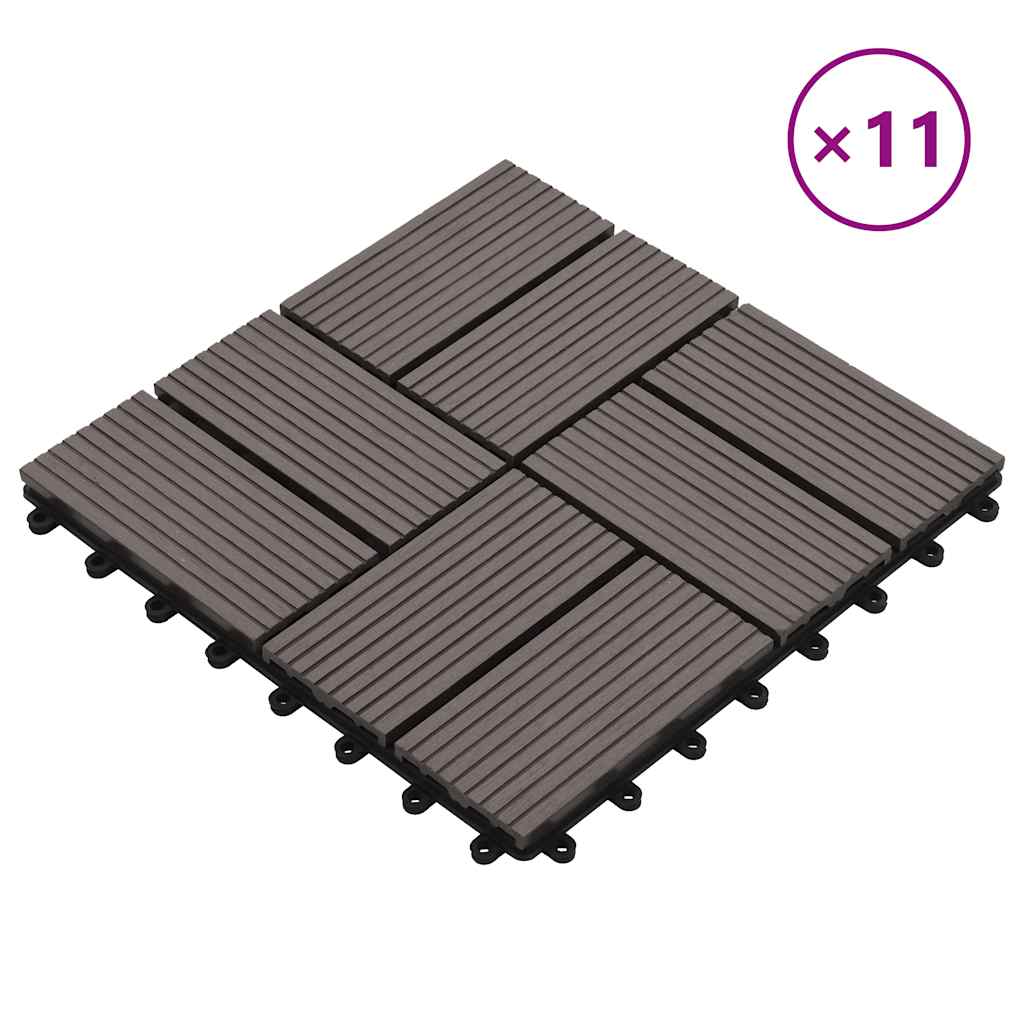 vidaXL Terrassenfliesen 11 Stück WPC 30 x 30 cm 1 qm Dunkelbraun