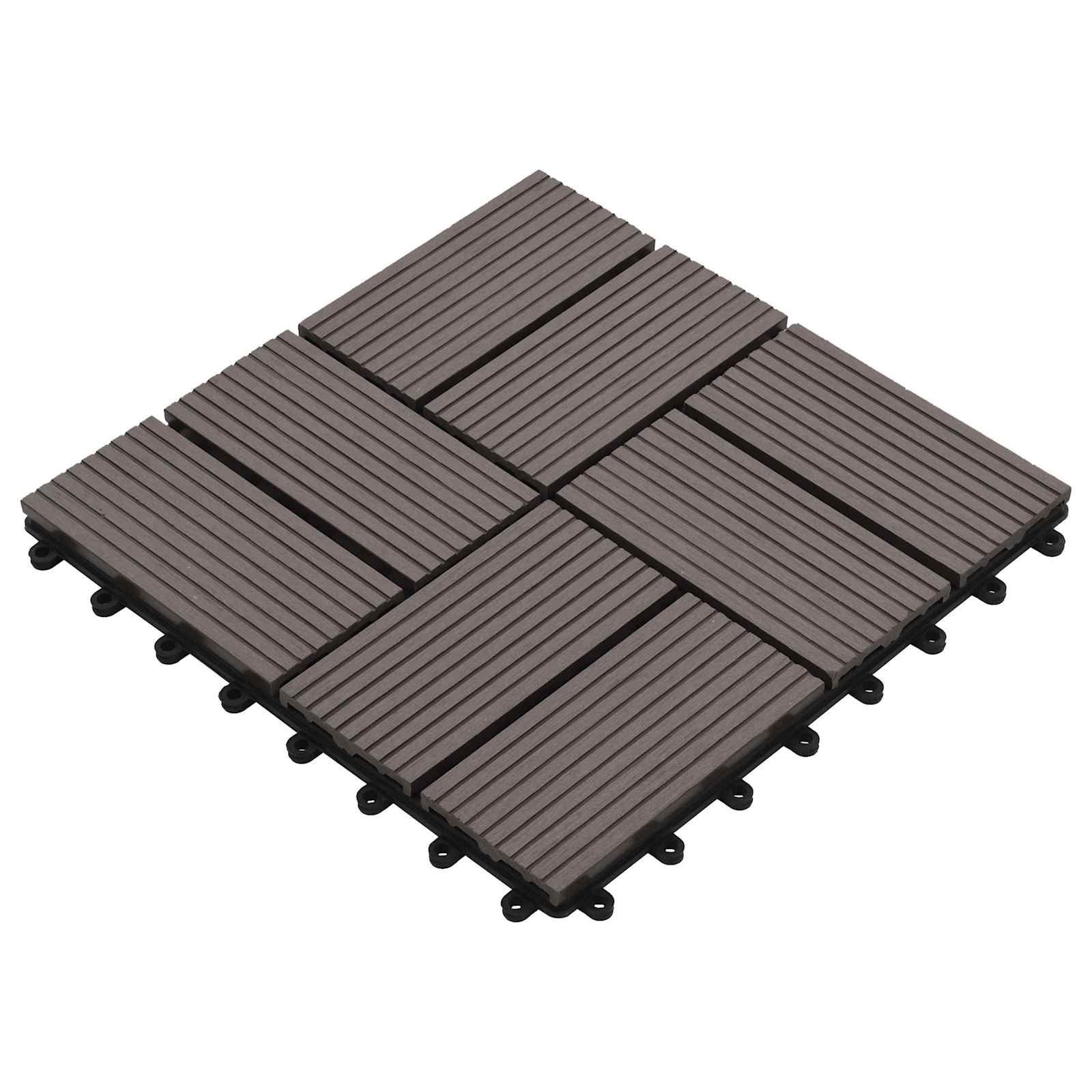 vidaXL Lattialaatat 11 kpl WPC 30x30 cm 1 m² tummanruskea