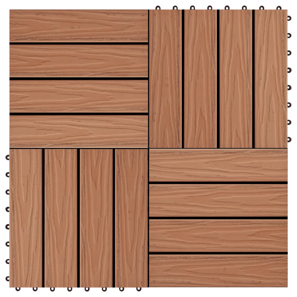 Carreau de terrasse en relief 11 pcs WPC 30 x 30 cm 1 m² Marron